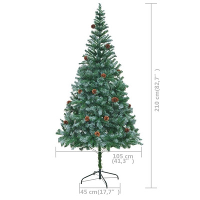 vidaXL Sztuczna choinka z lampkami, bombkami i szyszkami, 210 cm wariant 6