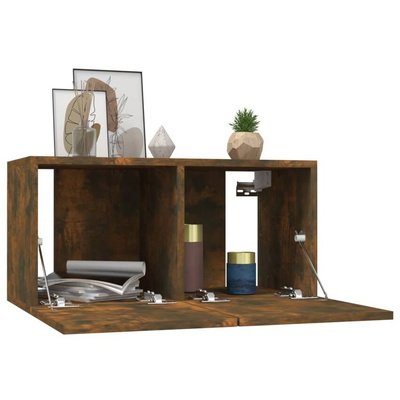 vidaXL Wisząca szafka pod TV, przydymiony dąb, 60x30x30 cm