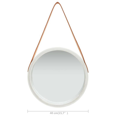 vidaXL Lustro ścienne na pasku, 40 cm, srebrne