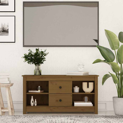 Szafka pod TV, miodowy brąz, 103x36,5x52 cm, drewno sosnowe