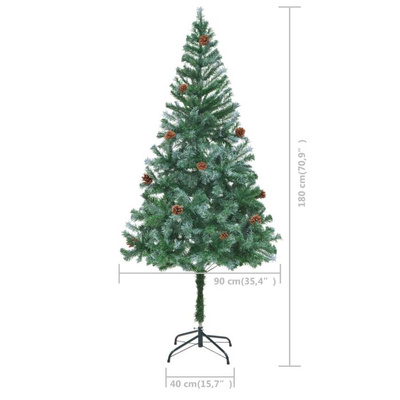 Sztuczna choinka z lampkami, bombkami i szyszkami, 180 cm vidaXL