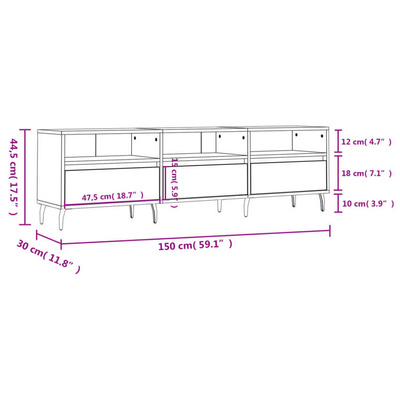 vidaXL Szafka pod TV, szarość betonu, 150x30x44,5 cm wariant 7