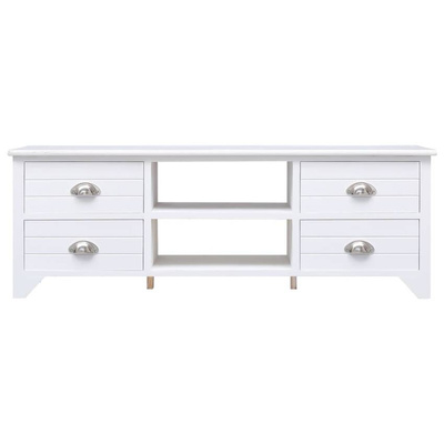 vidaXL Szafka pod TV, biała,108x30x40 cm, drewno paulownia