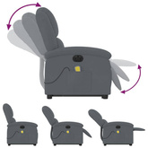 vidaXL Podnoszony fotel masujący, elektryczny, rozkładany, ciemnoszary