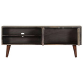 vidaXL Szafka pod TV, szara, 130x30x46 cm, lite surowe drewno mango