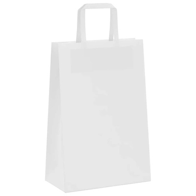 Torby papierowe 250 szt. z uchwytami białe 21x11x31 cm