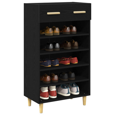 Szafka na buty z szufladą z półką Czarny Dąb 60 x 35 x 105 cm