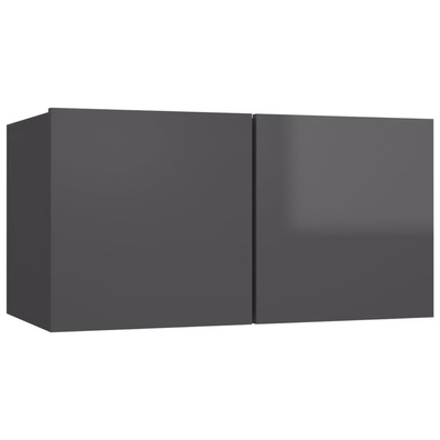 vidaXL Szafka wisząca pod TV, wysoki połysk, szara, 60x30x30 cm
