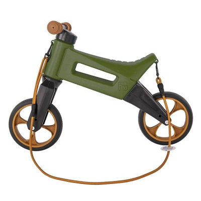 FWRider Super Sport 517481 Kolor: Khaki z brązowymi felgami Rowerek biegowy Jeździk 2w1 Ciche koła + Pasek do noszenia dla Rodzica