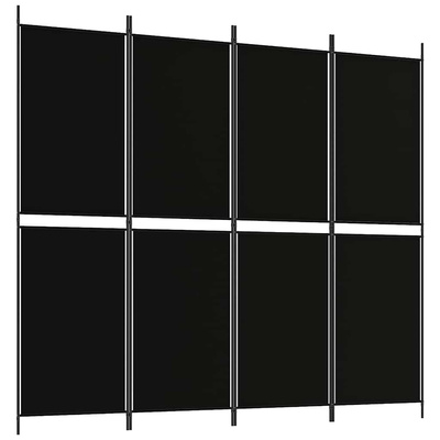 Parawan 4-panelowy, czarny, 200 x 180 cm, tkanina
