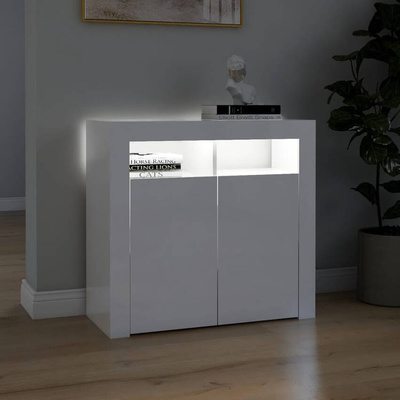 vidaXL Szafka z oświetleniem LED, biała, wysoki połysk, 80x35x75 cm