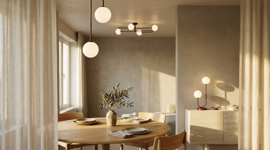 Lampka nocna w kolorze burgundowym, białe klosze K-6022 z serii BALU