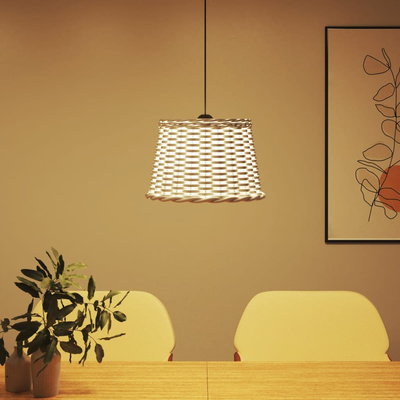 Klosz lampy wiszącej, biały, ?40x26 cm, wiklina