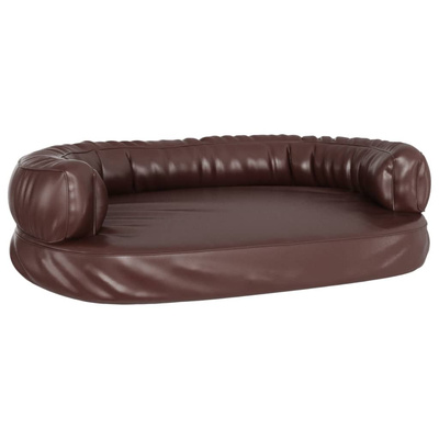 vidaXL Ergonomiczne legowisko dla psa, brąz, 75x53 cm, sztuczna skóra