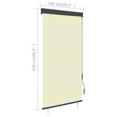 vidaXL Roleta zewnętrzna, 100x250 cm, kremowa