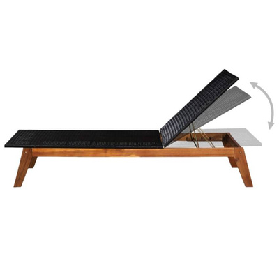 vidaXL Leżaki ze stolikiem, 2 szt., polirattan i lite drewno akacjowe