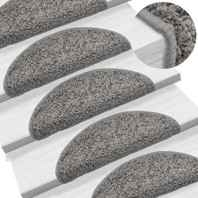 Maty na schody 15 szt. 56x17x3 cm Szare półokrągłe