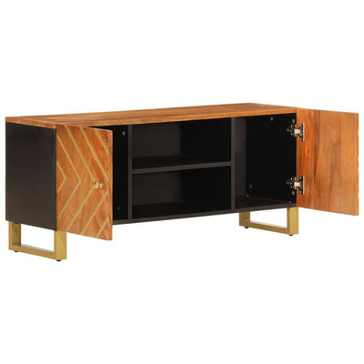 vidaXL Szafka pod TV, brązowo-czarna 105x33,5x46 cm, lite drewno mango