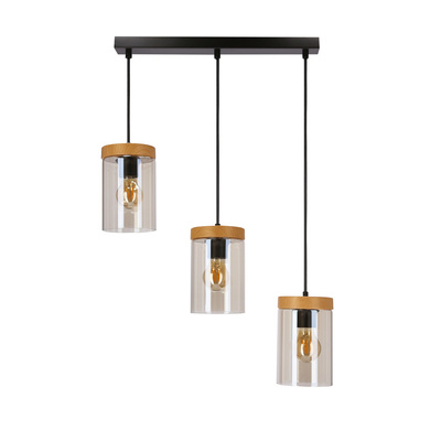 Lampa wisząca WELS ze szklanymi dymionymi kloszami - lampa nad stół do kuchni i jadalni