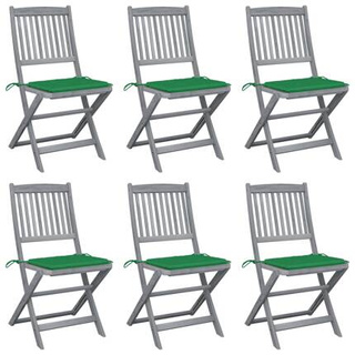 vidaXL Składane krzesła ogrodowe, 6 szt., poduszki, drewno akacjowe