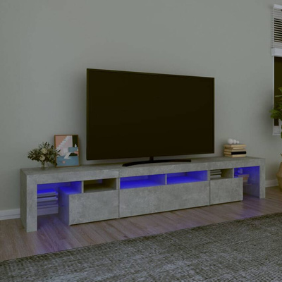 vidaXL Szafka pod TV z oświetleniem LED, szarość betonu, 230x36,5x40cm