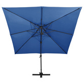 vidaXL Parasol wiszący z podwójną czaszą, 300x300 cm, lazurowy
