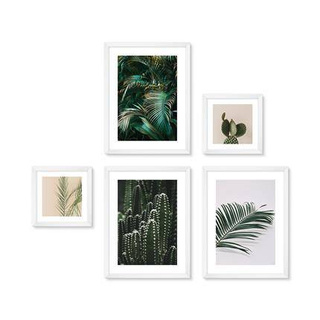 Zestaw obrazów w białej ramie 2x 20x20 i 3x 30x40