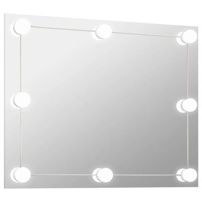 vidaXL Lustro ścienne z lampkami LED, bez ramy, prostokątne, szklane model standard