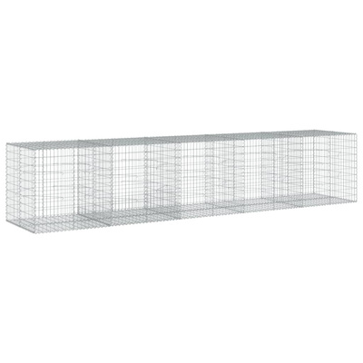 Kosz gabionowy z pokrywą, 500x100x100 cm, galwanizowane żelazo
