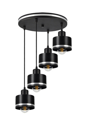 Lampa wisząca Wama talerz 4-punktowa nad stół metalowa czarno-chromowa
