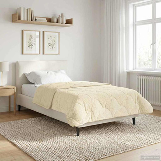 Zimowa Kołdra Kremowy 140 x 200 cm Mikrofibra i Fleece Teddy