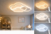 Lampa sufitowa LED Chmurki plafon 24W 2800–6500K  z pilotem biały klosz regulacja barwy światła pokój dziecięcy salon