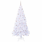 Sztuczna choinka z 300 diodami LED Biały 210 cm PVC i stal