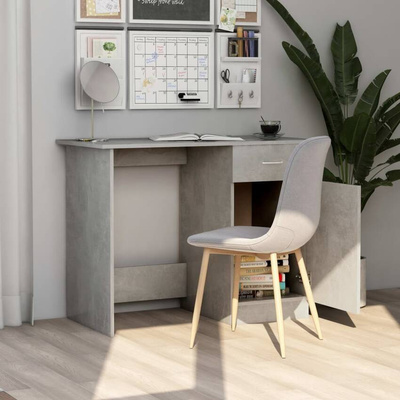 vidaXL Biurko, szarość betonu, 100x50x76 cm, materiał drewnopochodny