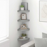 vidaXL Narożne półki ścienne, 4 szt., szare, 25x25x3,8 cm, MDF