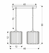 Lampa Wisząca Czarny 2X40 E27 Klosz Czarny+Kryształy Bezbarwne Glassia