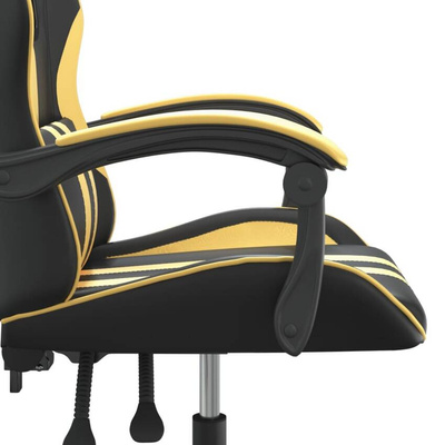 vidaXL Obrotowy fotel gamingowy, czarno-złoty, sztuczna skóra model standard