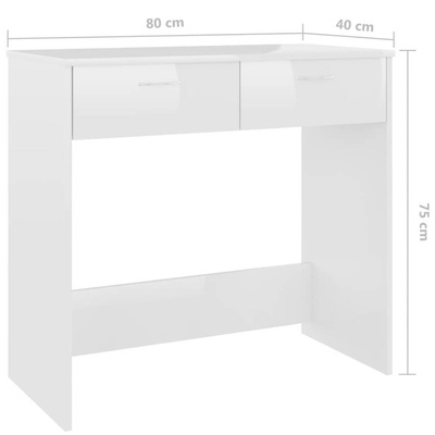 vidaXL Biurko, białe z połyskiem, 80x40x75cm, materiał drewnopochodny