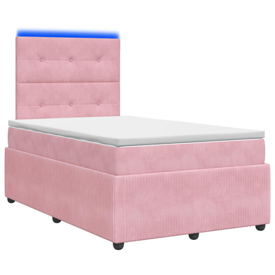 Łóżko z box spring LED z materacem różowy 120 x 190 cm Welur