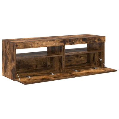 Szafki pod TV z LED, 2 szt., przydymiony dąb, 60x35x40 cm