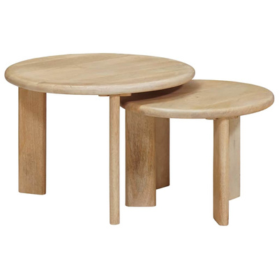 Nesting Stoły Kawowe 2 szt. Biały Ø 50 x 40 cm Drewno z mango