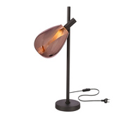 Lampka nocna Denso 26 czarna szklany klosz miedziany do czytania