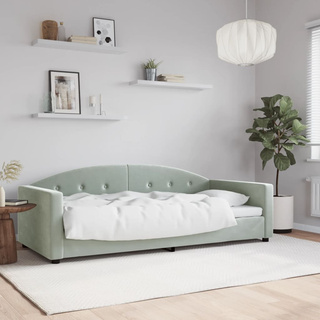 Sofa z funkcją spania, jasnoszara, 90x200 cm, aksamit
