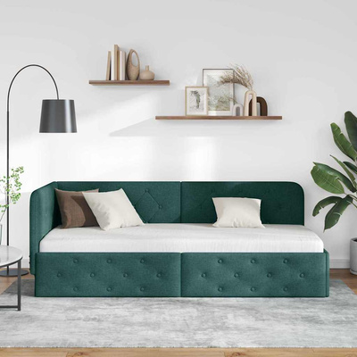 Rama łóżka narożnego Ciemna zieleń 80 x 200 cm tkanina