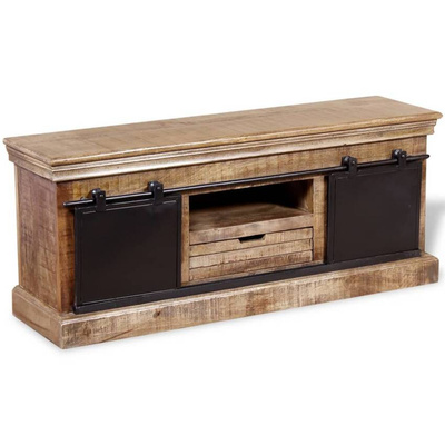 vidaXL Szafka pod TV, drewno mango, przesuwane drzwiczki, 110x30x45 cm