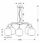 CAMPANA lampa wisząca czarny 5x60W E27 klosz bursztynowy