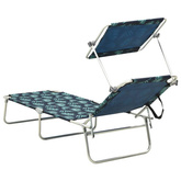 vidaXL Składany leżak z zadaszeniem, stalowy, nadruk w liście
