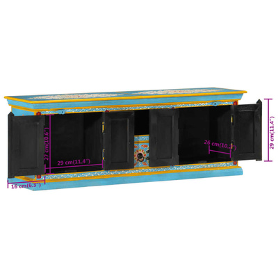 vidaXL Szafka pod TV, niebieska, 110x30x40 cm, lite drewno mango