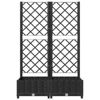 Donica ogrodowa z kratką, czarna, 80x40x121,5 cm, PP