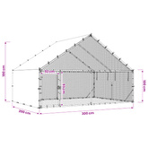 Kurnik z dachem srebrny 300 x 200 x 190 cm Stal ocynkowana